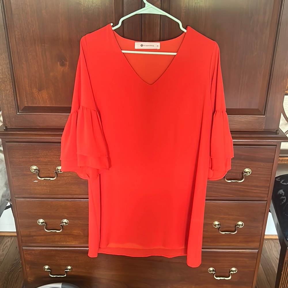 The Impeccable Pig red/orange flowy mini dress